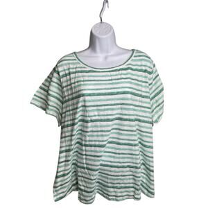 Talbots‎ Women's Green Striped Casual Top Size 3XP Preppy Country Club Classic